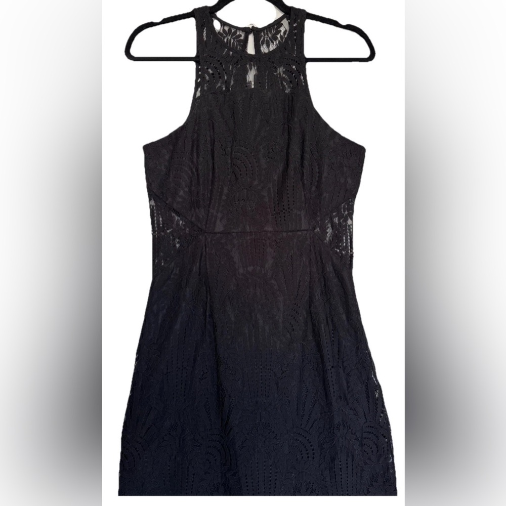 NSR Black Lace Crochet Midi Dress Small Sleeveless Spring Wedding Guest Dress